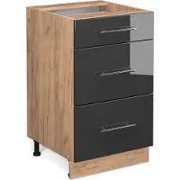 Vicco Mueble bajo de cocina Fame-Line Antracita alto brillo 50 cm sin encimera, Model 38359