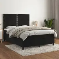 Prolenta Maison Exclusive - Base de cama con somier y colchón, color , 140x200 cm, tapizada en terciopelo