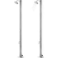 vidaXL Ducha de jardín con base gris de 220 cm, acero inoxidable
