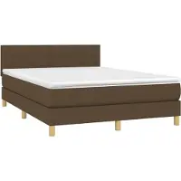 Syfax Cama box spring con colchón tela marrón oscuro 140x190 cm