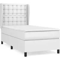 Syfax Cama box spring con colchón cuero sintético blanco 90x190 cm