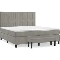Syfax Cama box spring con colchón terciopelo gris claro 160x200 cm