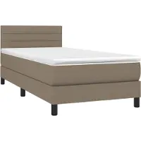 Syfax Cama box spring con colchón tela gris taupe 100x200 cm