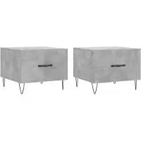 Syfax Mesa de centro 2 uds madera ingeniería gris hormigón 50x50x40cm