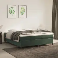 Prolenta Maison Exclusive: Marco de cama con somier, color verde oscuro, 160 x 200 cm, de terciopelo