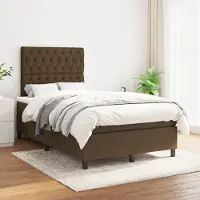Prolenta Maison Exclusive - Base de cama con somier y colchón, color marrón oscuro, 120x200 cm, material: textil