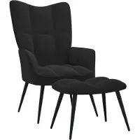 Syfax Sillón relajante con taburete de terciopelo negro