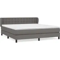 Syfax Cama box spring con colchón cuero sintético gris 180x200 cm