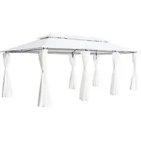 Syfax Cenador con cortinas 600x298x270 cm blanco 180g/m²
