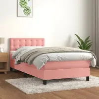 Prolenta Maison Exclusive - Base de cama con somier y colchón, color rosa, 80 x 200 cm, tapizada en terciopelo