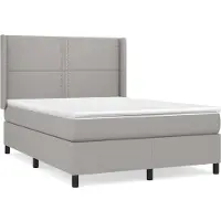 Syfax Cama box spring con colchón tela gris claro 140x190 cm