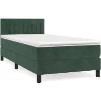 Syfax Cama box spring con colchón terciopelo verde oscuro 80x200 cm