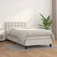 Prolenta Maison Exclusive - Base de cama con somier y colchón, color blanco, 100x200 cm, tapizada en cuero sintético