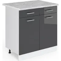 Vicco Mueble bajo de cocina R-Line Antracita alto brillo 80 cm , ET Mármol, Model 29251