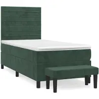 Syfax Cama box spring con colchón terciopelo verde oscuro 90x190 cm