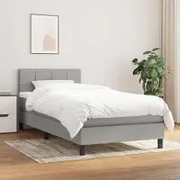 Prolenta Maison Exclusive - Base de cama con somier y colchón, color gris claro, 90x190 cm, material: textil