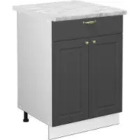 Vicco Mueble bajo de cocina Fame-Line Antracita-oro 60 cm con cajón, ET Mármol, Model 46070