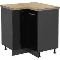 Vicco Armario de esquina R-Line Negro brillo intenso 75.6 cm , ET Roble, Model 46841