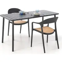 Halmar Mesa de jardín Bosco, 140x76x70 cm, para 6 personas, con base de metal, ideal para terrazas, color negro