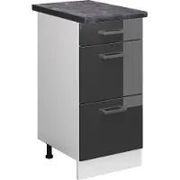 Vicco Mueble bajo de cocina R-Line Antracita alto brillo 40 cm con cajones, ET Antracita, Model 45744