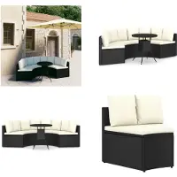 vidaXL Juego de sofá de jardín de 5 piezas con cojines, ratán sintético, color - Juego de lounge para jardín - Juegos de lounge para jardín - Muebles de jardín - Juego de muebles de jardín