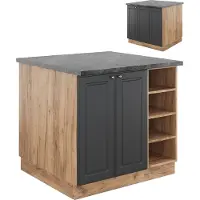 Vicco Isla de cocina Fame-Line Oro antracita/roble dorado 90 cm sin encimera, Model 38738