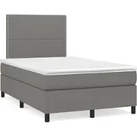 Syfax Cama box spring con colchón tela gris oscuro 120x200 cm
