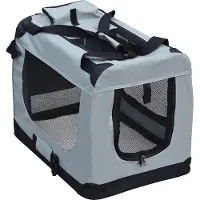 Fudajo Caja de transporte plegable para perros y gatos de la marca , tamaño L (70x52x50 cm), robusta, ligera y segura. Incluye asa de transporte y manta. Color: gris