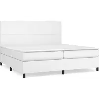 Syfax Cama box spring con colchón cuero sintético blanco 200x200 cm