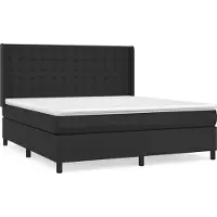 Syfax Cama box spring con colchón cuero sintético negro 160x200 cm
