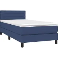 Syfax Cama box spring con colchón tela azul 90x200 cm