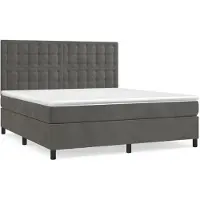 Syfax Cama box spring con colchón terciopelo gris oscuro 160x200 cm