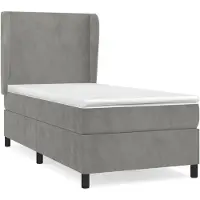 Syfax Cama box spring con colchón terciopelo gris claro 80x200 cm