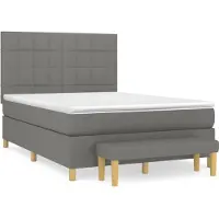 Syfax Cama box spring con colchón tela gris oscuro 140x190 cm