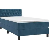 Syfax Cama box spring con colchón terciopelo azul oscuro 100x200 cm