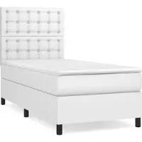 Syfax Cama box spring con colchón cuero sintético blanco 80x200 cm