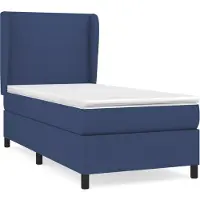 Syfax Cama con somier y colchón, color azul, 100x200 cm, tapizada en tela