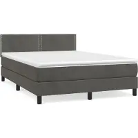 Syfax Cama box spring con colchón terciopelo gris oscuro 140x200 cm