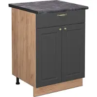 Vicco Mueble bajo de cocina Fame-Line Antracita-oro 60 cm con cajón, ET Antracita, Model 46302