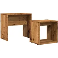 Syfax Mesas de centro apilables 2 uds madera de ingeniería envejecida