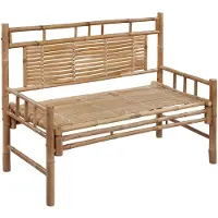 The Living Store Banco de jardín de la marca Living Store, con cojín, de 120 cm, fabricado en bambú