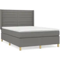 Syfax Cama box spring con colchón tela gris oscuro 140x200 cm