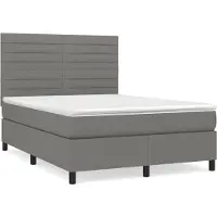 Syfax Cama box spring con colchón tela gris oscuro 140x200 cm