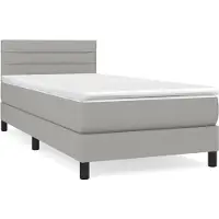 Syfax Cama box spring con colchón tela gris claro 100x200 cm
