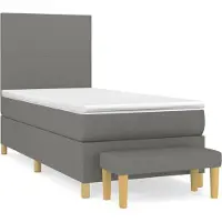 Syfax Cama box spring con colchón tela gris oscuro 100x200 cm