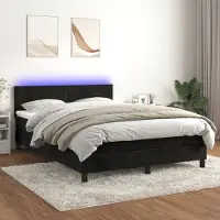 Prolenta Maison Exclusive: Base de cama con somier, colchón y luces LED, color , 140x190 cm, tapizada en terciopelo