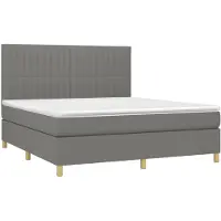 Syfax Cama box spring con colchón tela gris oscuro 180x200 cm
