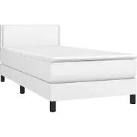 Syfax Cama box spring con colchón cuero sintético blanco 100x200 cm