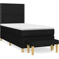 Syfax Cama box spring con colchón tela negro 100x200 cm