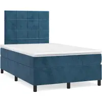 Syfax Cama box spring con colchón terciopelo azul oscuro 120x200 cm